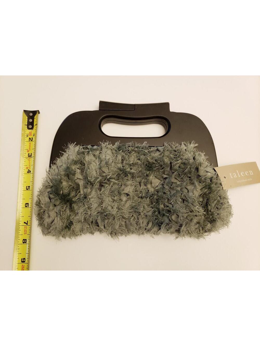 Taleen Gray Handbag with Black Handle